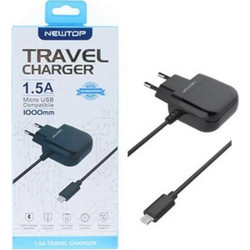 Newtop Φορτιστής με Καλώδιο Micro USB Black CM09