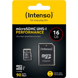 Intenso Performance R90 microSDHC 16GB Class 10 U1 UHS-I + Adapter