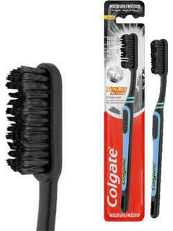 Colgate Double Action Charcoal Medium Οδοντόβουρτσα Μαύρη Μπλέ