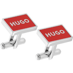 HUGO MEN E-FRAME FRAMED-LOGO CUFFLINKS WITH RED ENAMEL