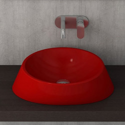 Ravenna Studio Round Rosso Επικαθήμενος Νιπτήρας Μπάνιου Οβάλ Πορσελάνης 55x44x14cm Κόκκινος 007789