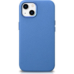 iCarer Litchi Premium Leather Case iPhone 14 Plus Magnetic Leather Case with MagSafe Light Blue (WMI14220711-LB)