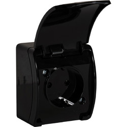 ORNO Πρίζα Σούκο Επιτοίχια Στεγανή Μαύρη AQUATIC IP44 OR-OE-7105(GS)/B