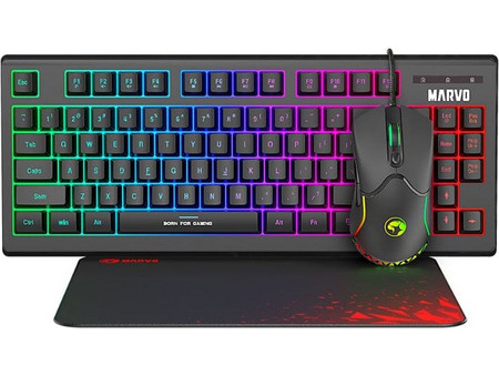 Marvo CM310 Σετ Gaming Πληκτρολόγιο TenKeyLess RGB Black