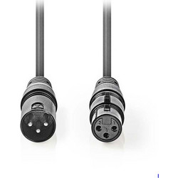 Kαλώδιο ήχου 3pin XLR θηλυκό σε 3pin XLR αρσενικό 1.5m γκρι χρώμα - 233-0797