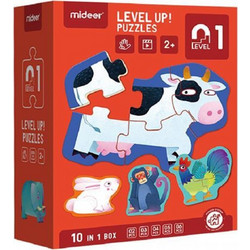 Παιδικό Puzzle Mideer Level Up 1 Animals 2 + 3 + 4 + 5 Κομμάτια + 6pcs