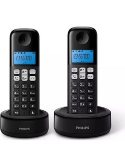 Philips D1612 Ασύρματο Τηλέφωνο Σετ Duo με Ανοιχτή Ακρόαση Μαύρο