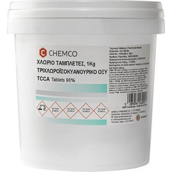Chemco Acid Trichloroisocyanuric TCCA 90% - Χλώριο Ταμπλέτα/200gr Τριχλωροισοκυανουρικο Οξύ, 1Kg