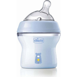 Chicco Natural Feeling Πλαστικό Μπιμπερό με Θηλή Σιλικόνης κατά των Κολικών 0m+ Ciel Bear 150ml