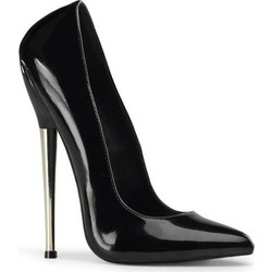 Devious high heels pump black patent solid brass heel DAG01/B