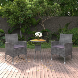 vidaXL Σετ Τραπεζαρία Κήπου Rattan 3τμχ Γκρι 3058463