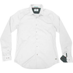 Double Ανδρικό Πουκάμισο Βαμβακερό Μακρυμάνικο Slim Fit Λευκό GS-482SA