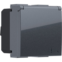 Acaelec Modys Πρίζα Σούκο με Kαπάκι 2P+E 16A 250VAC IP20 Ανθρακί (10101312481)
