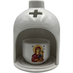 Καντήλι Ναός Θεομήτωρ Κεραμικό 11x16cm Λευκό