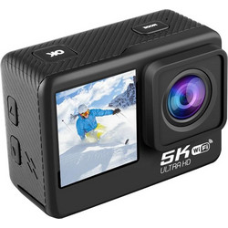 5K/30FPS WIFI HD Anti-Shake Remote Touch Dual-Screen IP68 Waterproof Sports Camera, Style: Camera+128G Card (OEM)