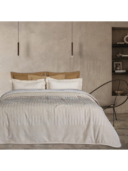 Κουβέρτα 1351 Velour Ecru Das Home Μονό 160x240cm Acrylic