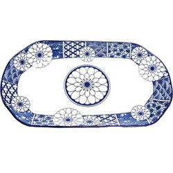 Πιατέλα Κεραμική Οβαλ 32x18x3.5cm Traditional Greek Blue - For Home