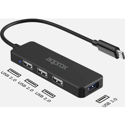Approx APPC48 USB Hub 3.0 USB-C με 4 Θύρες USB-A