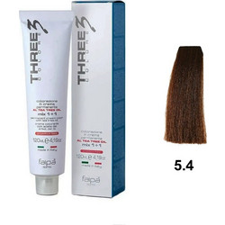Faipa Three Color 5.4 Καστανό Ανοιχτό Χάλκινο Μόνιμη Βαφή Μαλλιών 120ml