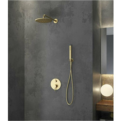 Karag Artemis SO510-OR Σετ Μίκτης, Τηλέφωνο & Κεφαλή Ντουζ Εντοιχισμού Ντουζιέρας 2 Εξόδων Inox Χρυσό