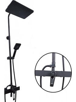 Ρυθμιζόμενη Στήλη Ντουζ με Μπαταρία 114cm SKY22N-18 Μαύρο Ματ
