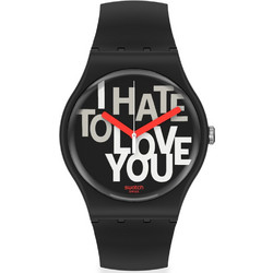Swatch Hate 2 Love Γυναικείο Ρολόι με Μαύρο Καουτσούκ Λουράκι SUOB185