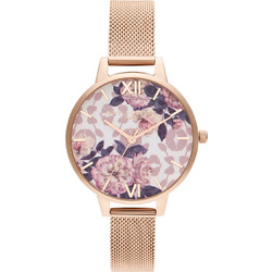Olivia Burton Wildflower Γυναικείο Ρολόι με Ροζ Χρυσό Μεταλλικό Μπρασελέ OB16LP01