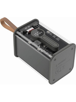 Gembird Transparent Power Bank 18000mAh 20W με Θύρα USB-A & Θύρα USB-C Quick Charge 3.0 Black