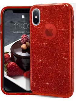 Θήκη iPhone X / XS Forcell Glitter Shine Cover Hard Case -Κόκκινο