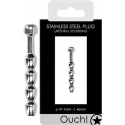 Ouch! Stainless Steel Plug with Ribs 7mm Silver