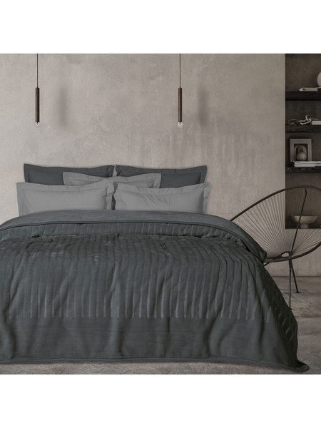 1349 ΚΟΥΒΕΡΤΑ VELOUR ΥΠΕΡΔΙΠΛΗ 220X240 ΓΡΑΦΙΤΗΣ - DAS HOME
