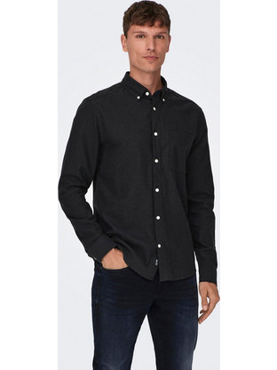 Only & Sons Ανδρικό Πουκάμισο Μακρυμάνικο Μαύρο 22027307