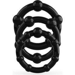 Crushious Triple Beaded Cockring Σετ Ελαστικά Δαχτυλίδια Πέους & Όρχεων Μαύρα 3τμχ