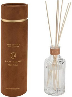 Αρωματικό χώρου με 6 sticks 200ml, σε γυάλινο βαζάκι, 8x8x27 cm Black tabac - Aria Trade