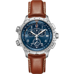Hamilton Khaki Aviation Ανδρικό Ρολόι Χρονογράφος με Καφέ Δερμάτινο Λουράκι H77922541