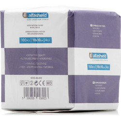 Alfashield Μη Αποστειρωμένες Γάζες 4ply 10x10cm 100τμχ