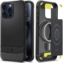 Spigen Rugged Armor Mag MagSafe Back Cover Matte Black (iPhone 15 Pro Max)