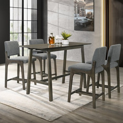 RAVENNA Σετ Τραπέζι Μπαρ Henrik Owl Grey 120 x 60 x 91,5 Με 4 Σκαμπό Μπαρ