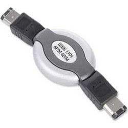 CABLEXPERT COMPACT RETRACTABLE FIREWIRE IEEE 1394 STANDARD CABLE 6PM TO 6PM GOLD PLATTED CONNECTOR