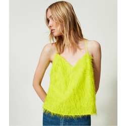 TWINSET τόπ με κλωστές πάνω σαν πούπουλα 241TP2434 04615 Light lemon