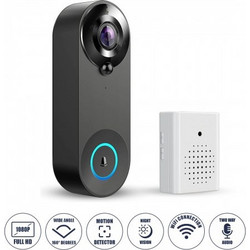 GloboStar(R) 86075 Επαναφορτιζόμενη Ψηφιακή Έξυπνη Camera Εξώπορτας 1080P WiFi 166 Μοιρών - 2500mAh - Νυχτερινή Όραση με LED IR - Ανιχνευτή Κίνησης - Κουδούνι - Διπλή Κατέυθυνση Ομιλίας - Μαύρο