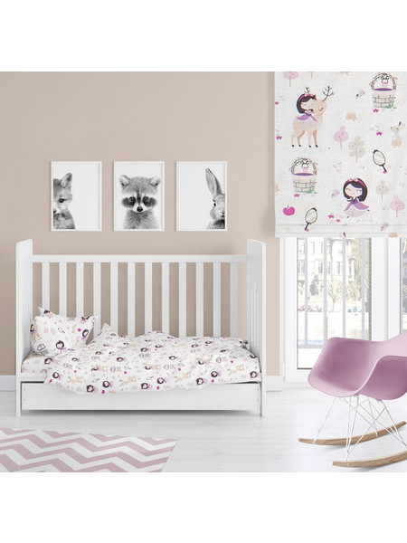 Dimcol Lily Deer 179 Βρεφικό Σεντόνι Λίκνου Βαμβακερό 80x110 White/Pink