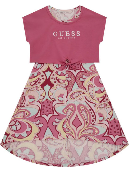GUESS ΠΑΙΔΙΚΟ STRETCH JERSEY ΦΟΡΕΜΑ ΚΟΡΙΤΣΙ J4GK13K6YW3-G6M4 (G6M4/SCARED PINK)