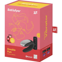Satisfyer Double Fun Κλειτοριδικός Δονητής για Ζευγάρια με App Control 9.35cm Μαύρος