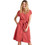 Funky Buddha Midi Καλοκαιρινό Καθημερινό Φόρεμα Σεμιζιέ Κοραλί FBL009-147-13
