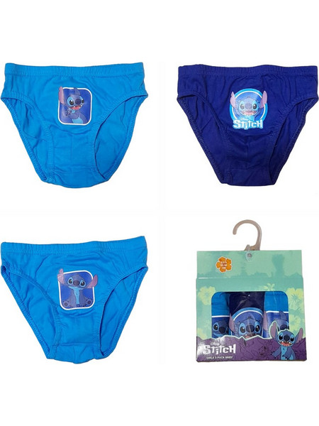 Παιδικό Σετ 3 Εσώρουχα Σλιπ Stitch Μπλε Χρώμα Για Αγόρι