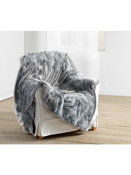 Κουβέρτα - Ριχτάρι συνθετική γούνα Σχ. Antartic grey 100% polyester 180x220cm