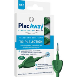 Plac Away Triple Action Μεσοδόντια Βουρτσάκια 0.8mm Πράσινα 6τμχ