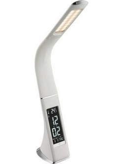 Φωτιστικό Γραφείου LED 10W 3 Steps Dimmable με Ώρα - Ξυπνητήρι - Θερμοκρασία Ιβουαρ Δέρμα