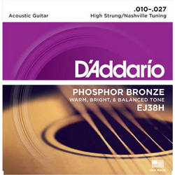 D'Addario EJ38H Σετ 6 Χορδές Ακουστικής Κιθάρας Phosphor Bronze 10-27" Hard Tension